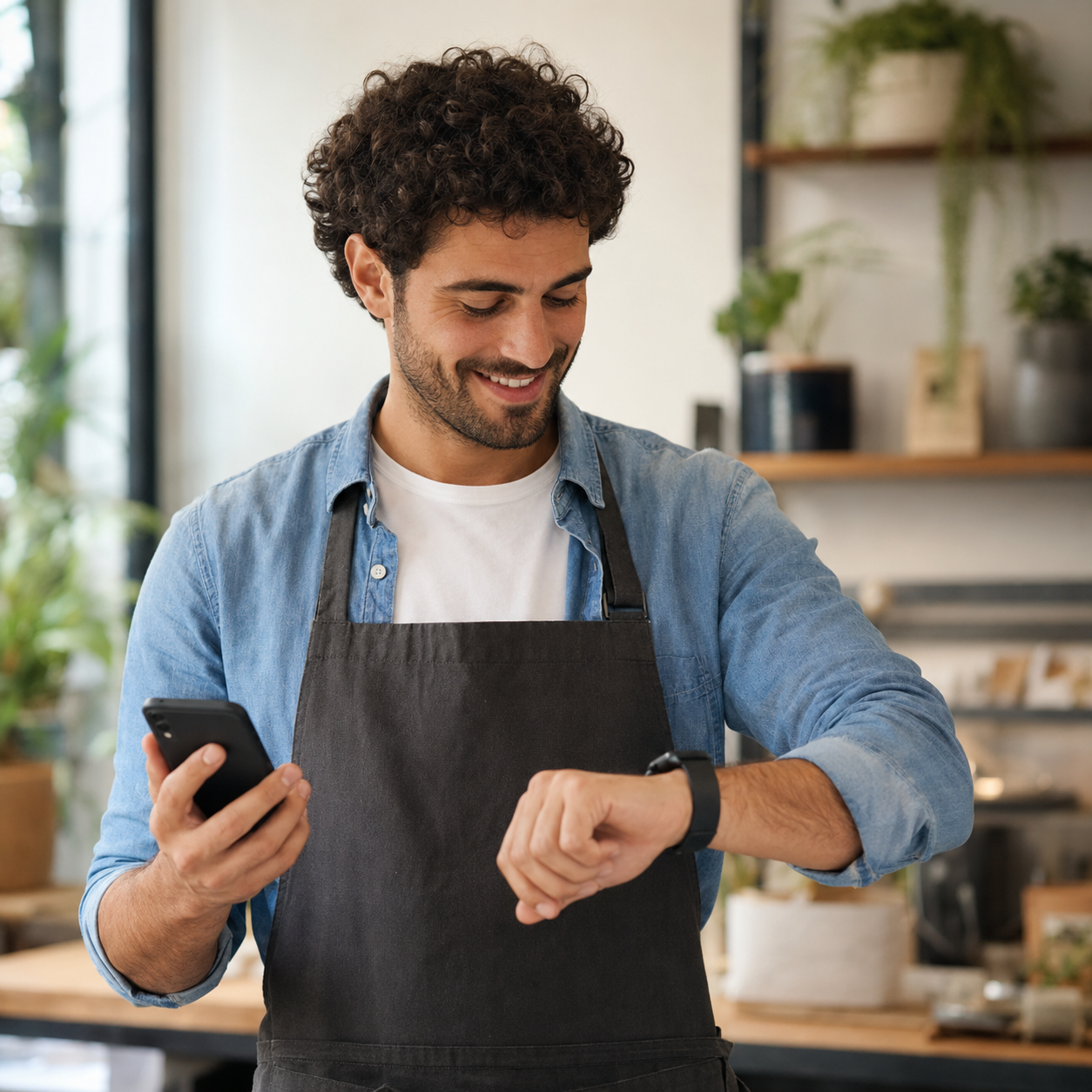 Autónomo consultando una notificación de cashback